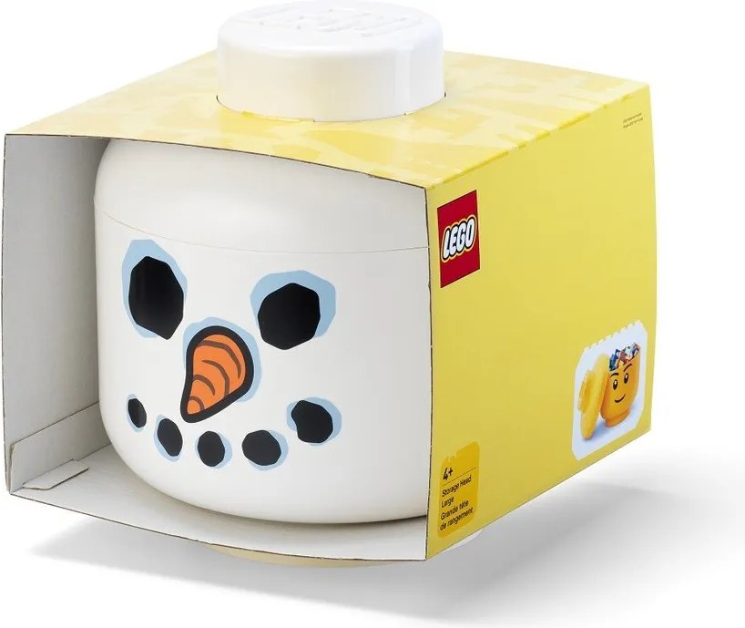 Scatola per bambini bianca in plastica ø 24x27 cm Head Snowman L – LEGO®