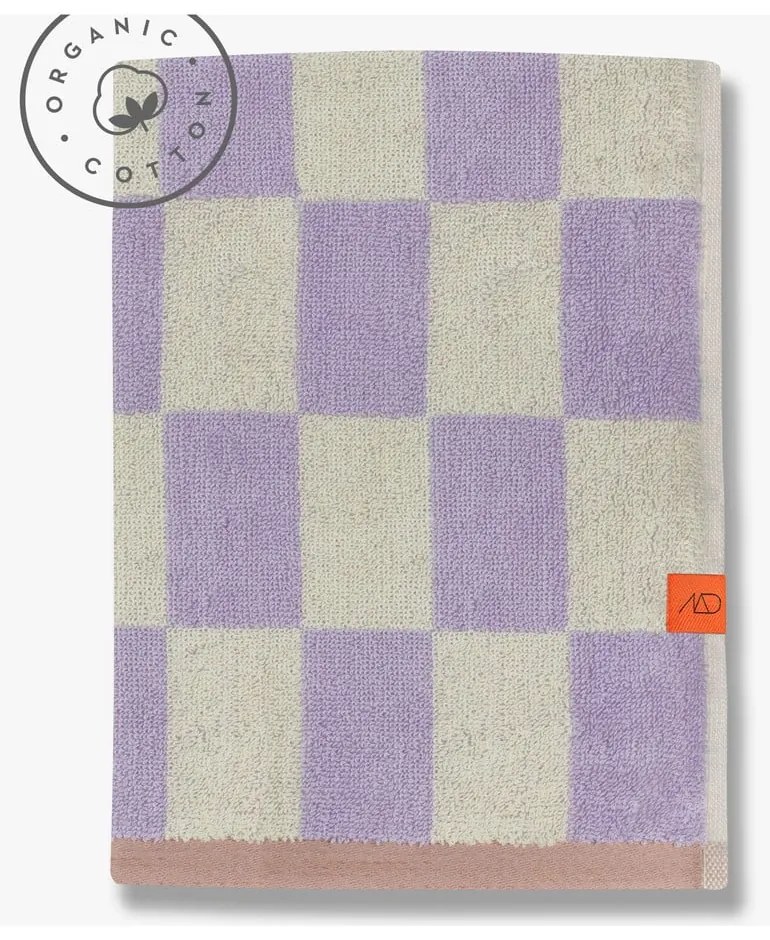 Asciugamano da bagno in cotone biologico giallo chiaro e viola 70x133 cm Retro - Mette Ditmer Denmark