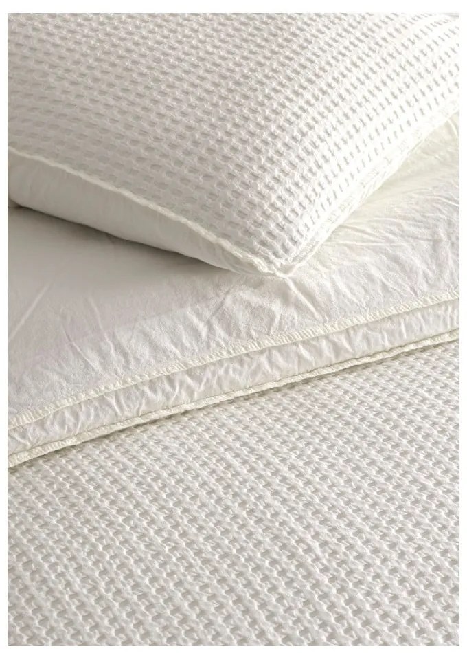 Set copripiumino e federa bianco in cotone renforcé per letto singolo 140x200 cm Waffle Striped – Mila Home Luxury