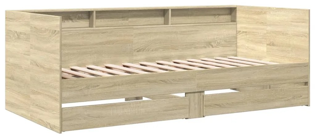 Divano letto con cassetti rovere sonoma 75x190 cm multistrato