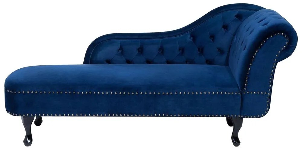 Chaise longue destra in velluto blu NIMES Beliani