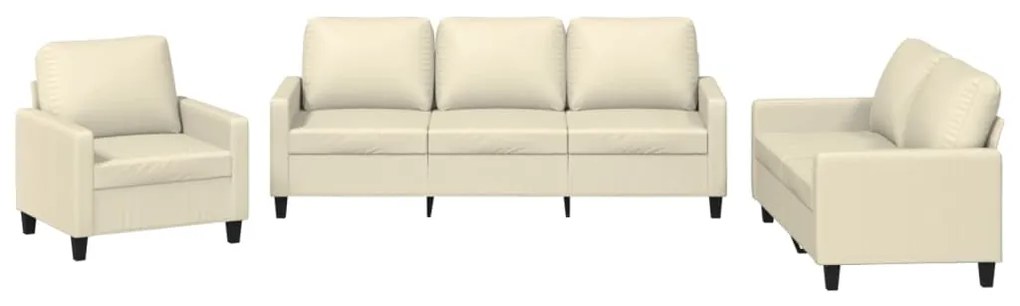 Set di divani 3 pz con cuscini crema in similpelle