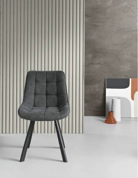 Sedia da cucina in tessuto Grigio Fumo gambe metallo FRIEDIC set 2 pz