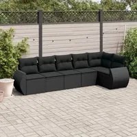 Set Divano da Giardino 6 pz con Cuscini Nero in Polyrattancod mxl 112501