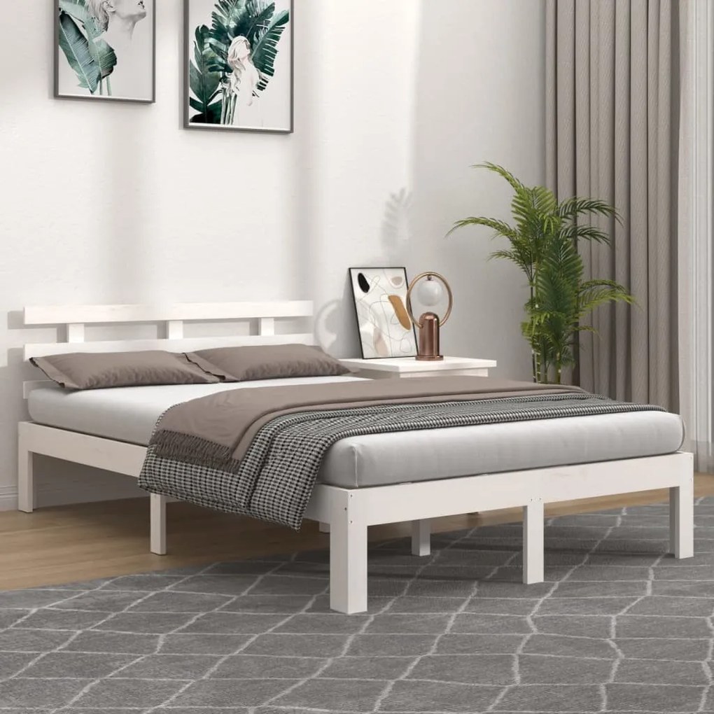 Giroletto Bianco İn Legno Massello 160x200 Cm /