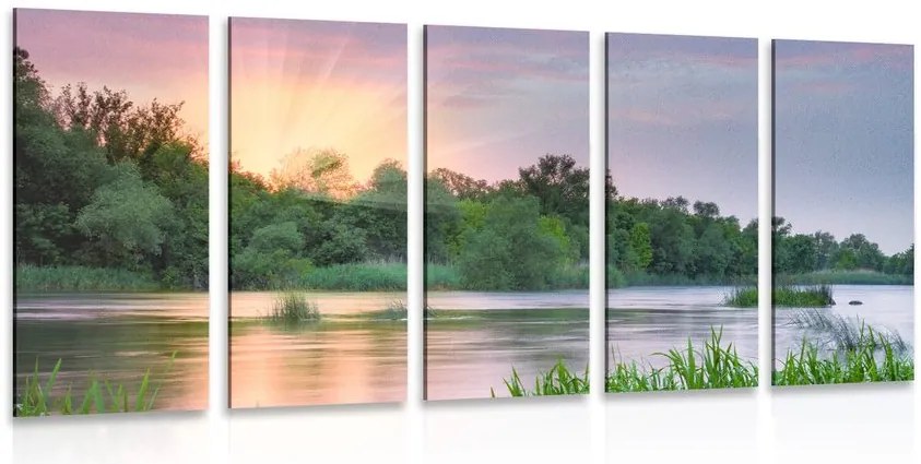 Quadri 5 pezzi – Alba sul fiume