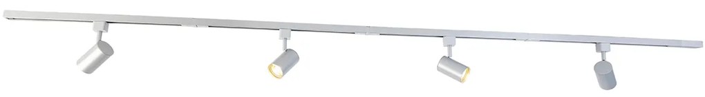 Sistema di illuminazione a binario moderno con 4 faretti argento 1 fase - Iconic Yade