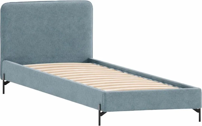 Letto singolo imbottito azzurro con griglia 90x200 cm Barker - Ropez