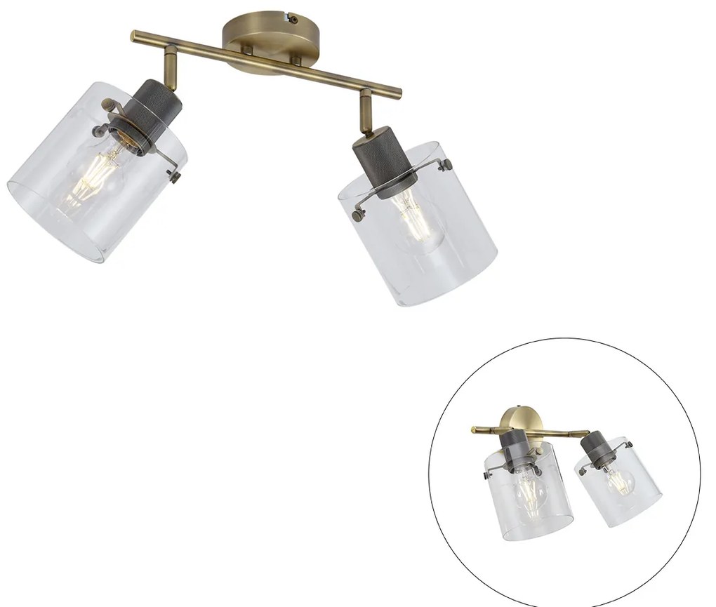 Faretto da soffitto di design bronzo con vetro trasparente 2 luci - Domo