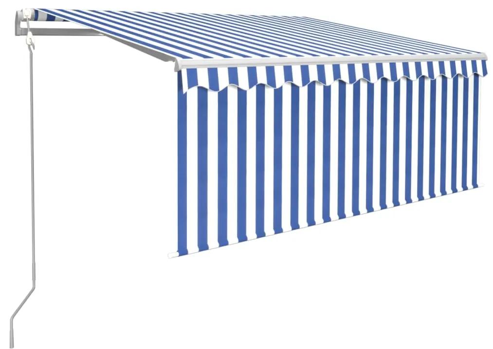 Tenda Sole Retrattile Automatica con Parasole 3x2,5m Blu Bianco