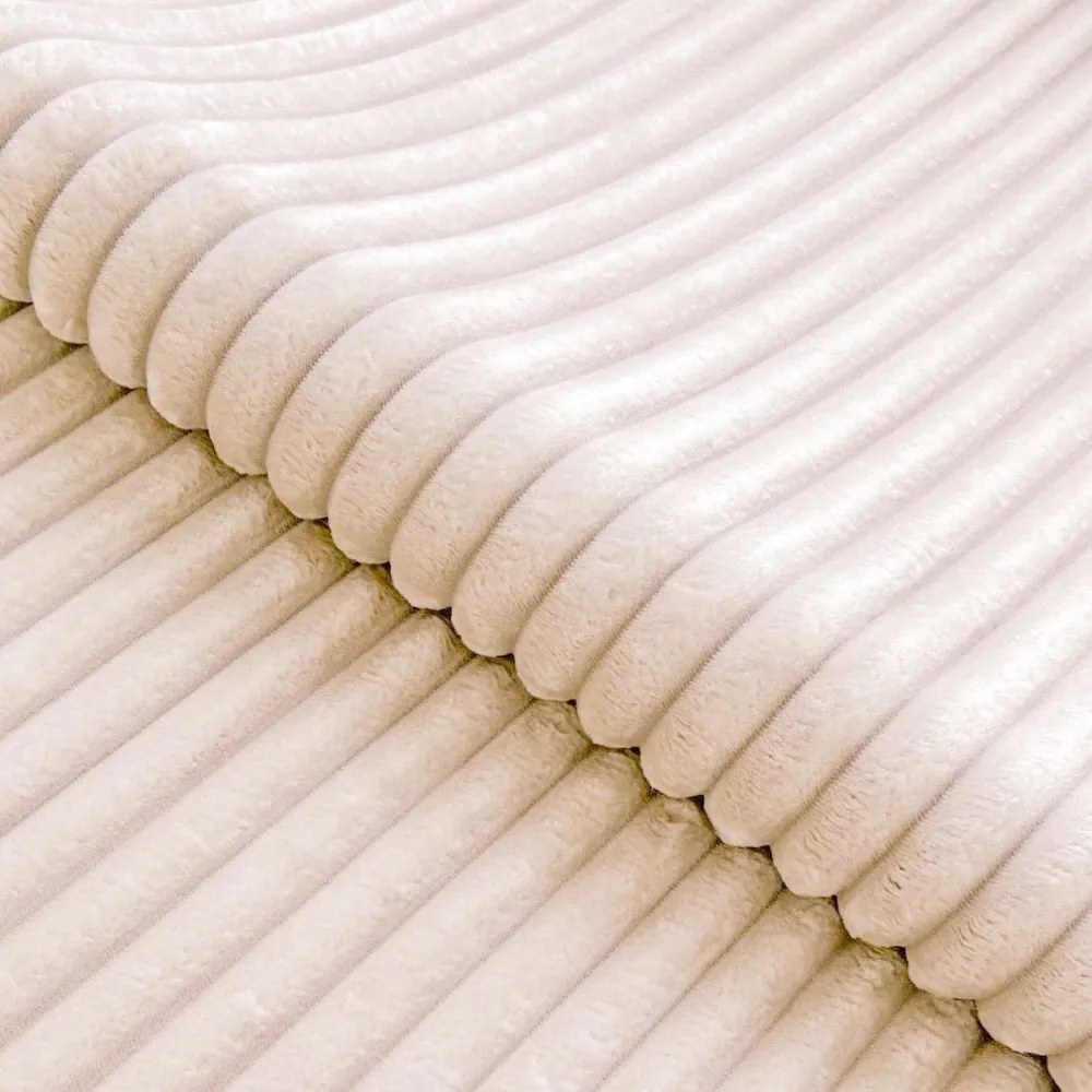 Divano angolare color crema (con penisola a destra/a L) con rivestimento in velluto a coste Marbeya – Ropez