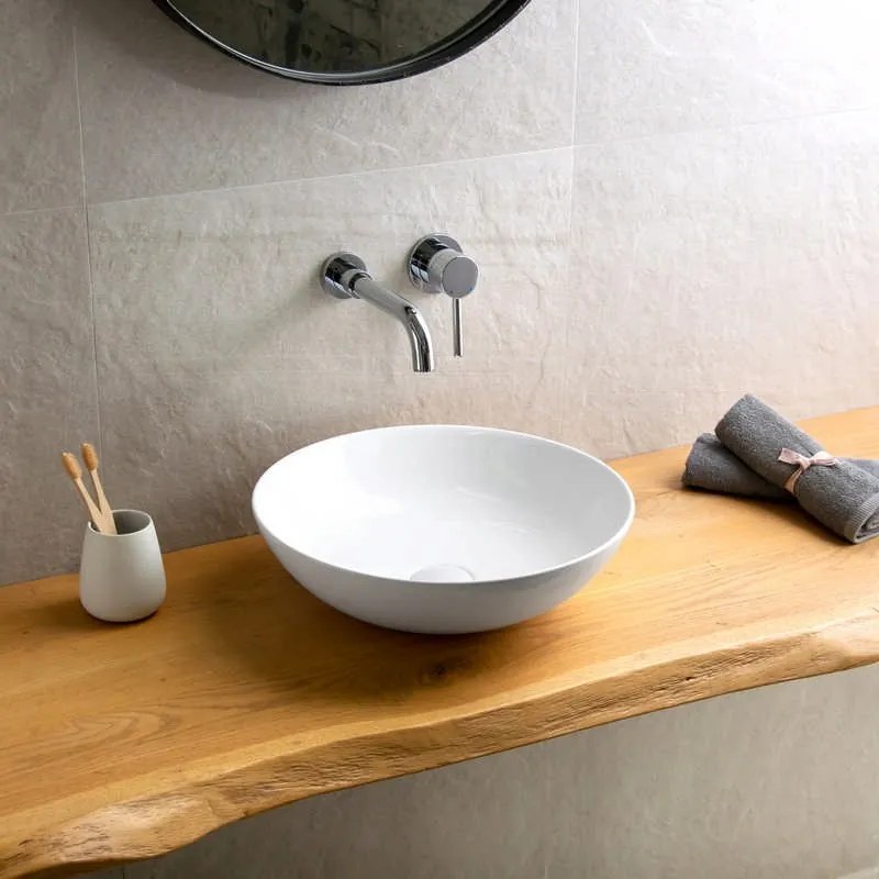 Kamalu - lavabo bagno da appoggio bacinella in ceramica | klit-4150