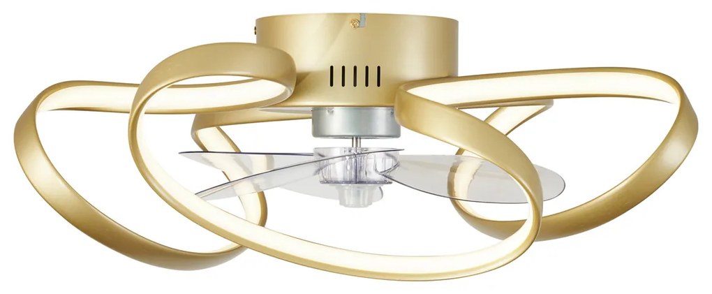 Ventilatore da soffitto ottone 55 cm con LED dimmerabile con telecomando - Mandy