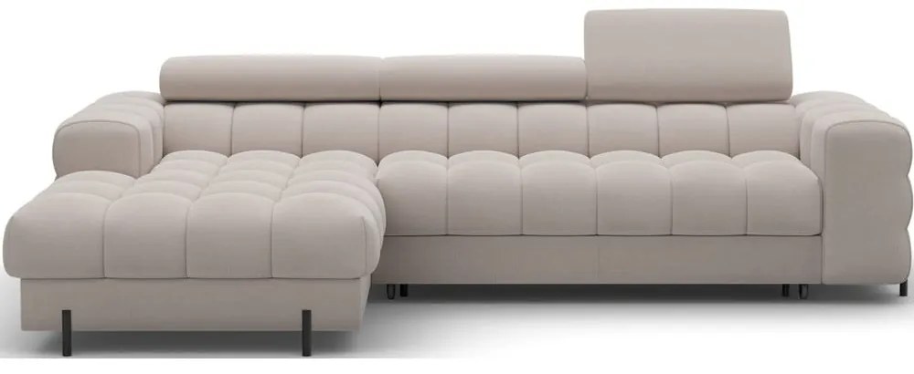 Divano angolare beige allungabile/con contenitore (con penisola a sinistra/con chaise lounge) e rivestimento in velluto Felro – ELTAP