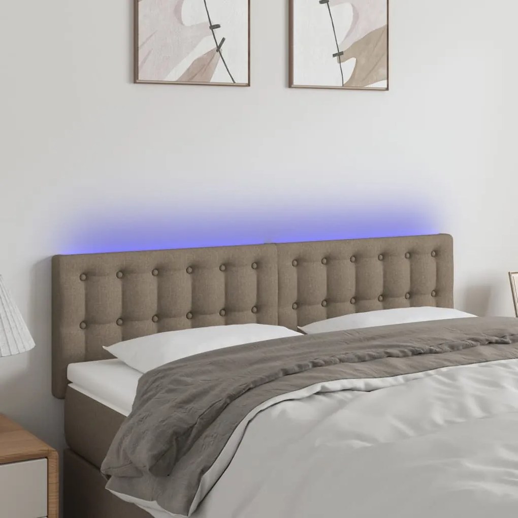 Testiera A Led Tortora 144x5x78/88 Cm İn Tessuto /