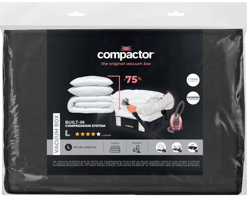 Contenitore nero sotto il letto XXL Black Edition 3D, 145 l - Compactor