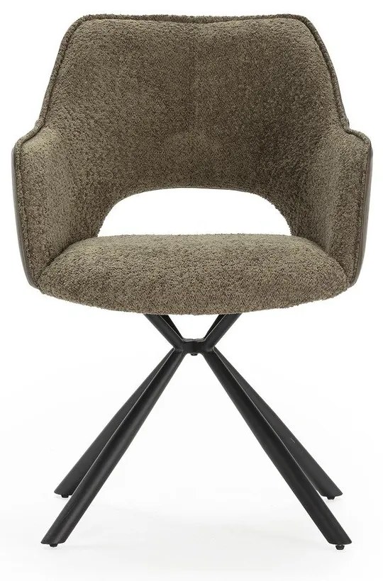 Set di sedie da pranzo verde in imbottito con braccioli 2 pz Mariel – Marckeric