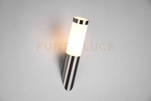 Trioto applique da esterno cilindro acciaio satinato e diffusore op...