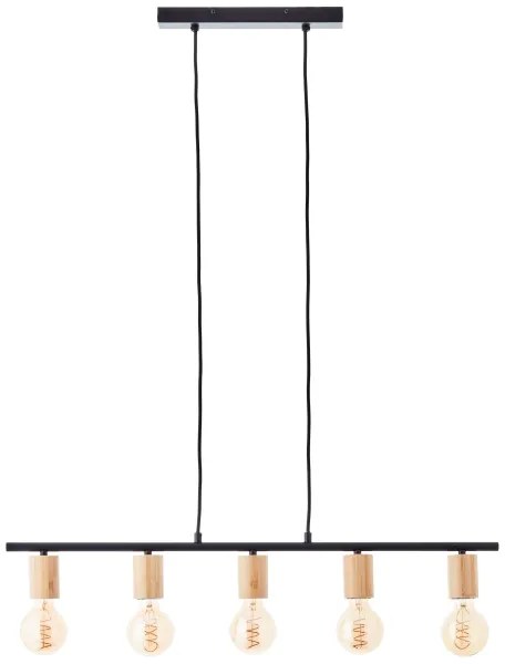 Brilliant - Lampadario a sospensione KERRY su cavo 5xE27/40W/230V nero/bambù