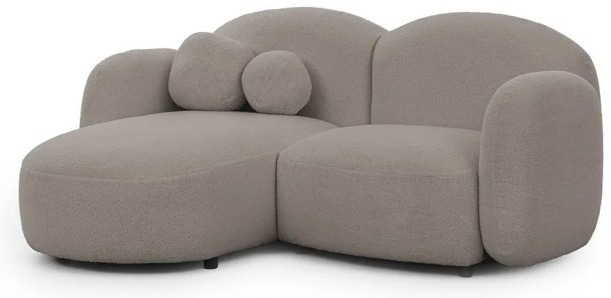 Divano angolare grigio (con penisola a sinistra/con chaise lounge) con rivestimento in bouclé Orbit – Ropez