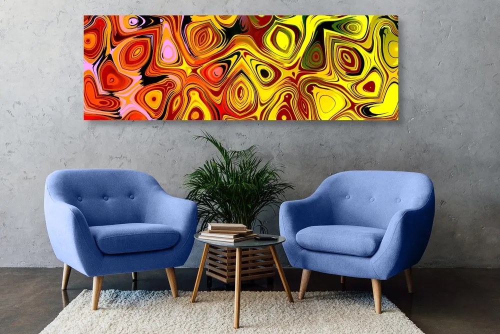 Quadro su tela – Arte creativa in sfumature di rosso e giallo