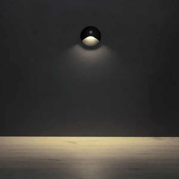 Kanlux 39136 - Lampada LED per gradini con sensore EXIN, 2,5W/230V, 4000K, IP65, nera, rotonda