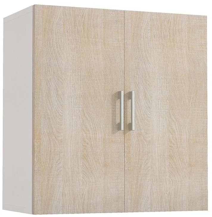 Mobile Multiuso L 60 x H 66 x P 32 cm bianco e rovere