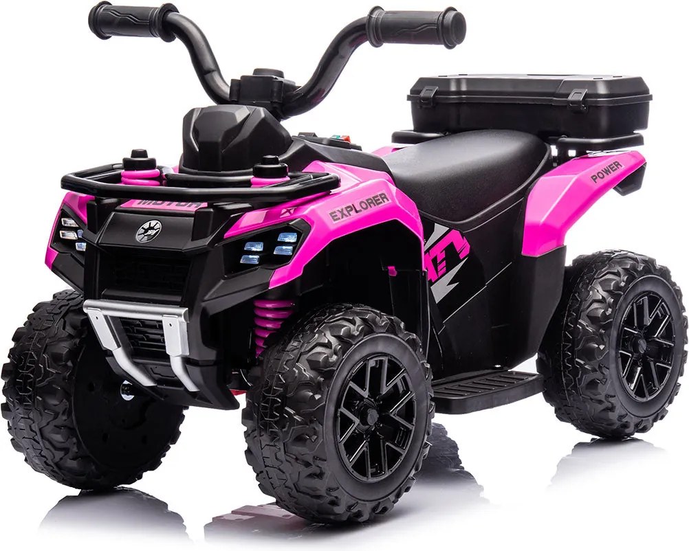 Quad Elettrico per Bambini Safari 6V con Bauletto Posteriore Rosa...