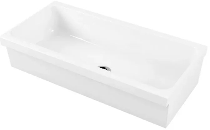 Lavabo a canale 120x45 cm dappoggio o sospeso in ceramica lucida