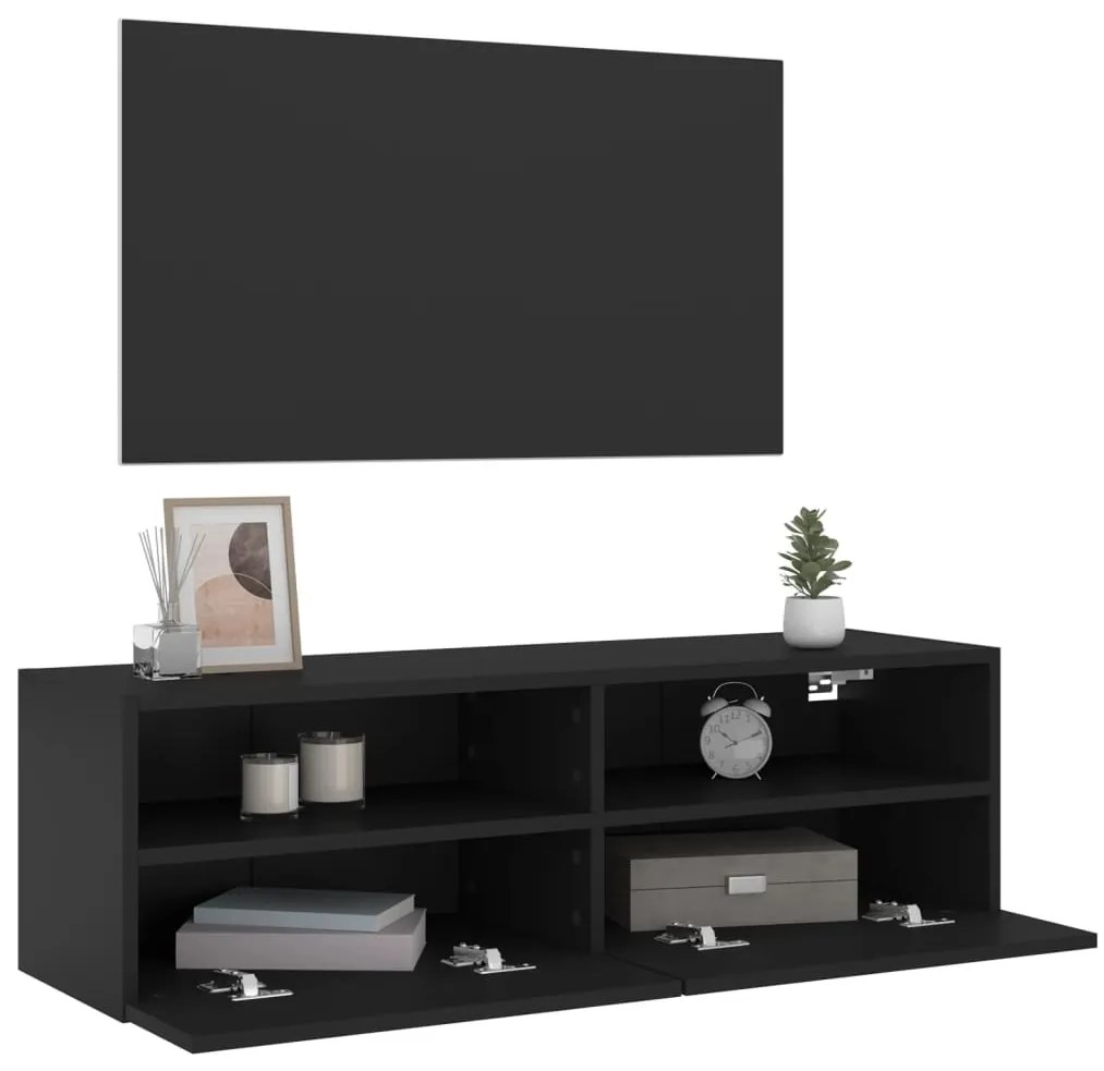 Mobile tv a parete nero 100x30x30 cm in legno multistrato