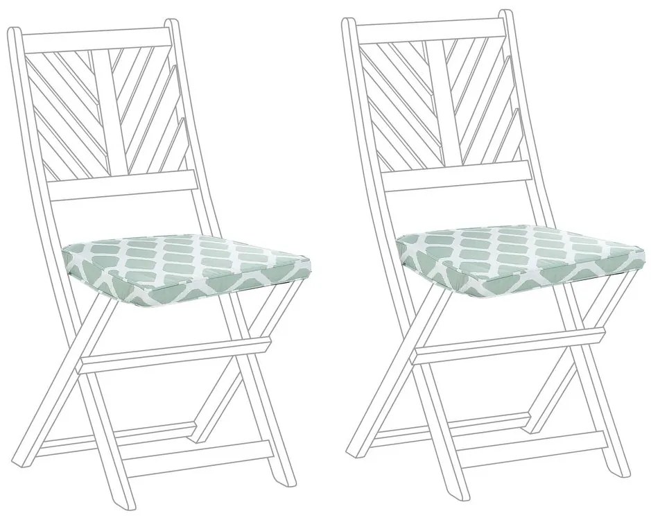 Set di 2 cuscini sedie da giardino menta e bianco 37 x 34 cm TERNI Beliani