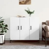 Credenza Bianco Lucido 90x34x80 cm in Legno Multistrato 828118