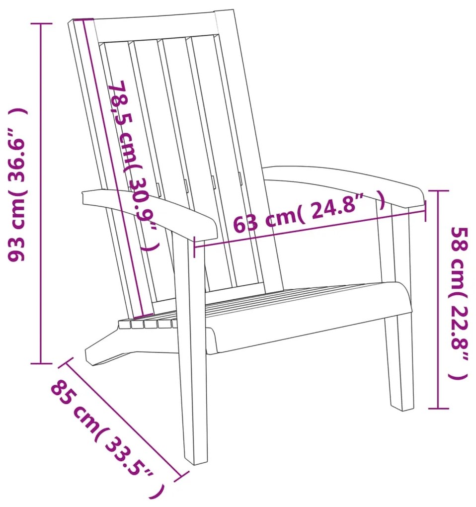 Sedia Adirondack da Giardino in Polipropilene Nero