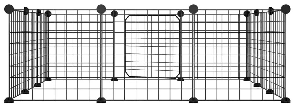 Gabbia per animali 12 pannelli con porta nero 35x35 cm acciaio