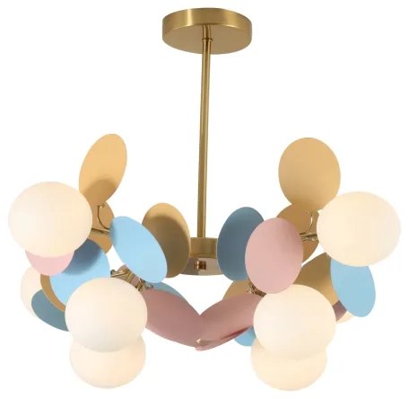 Brilagi - Lampadario a stelo BALMO 8xG9/9W/230V Ø 60 cm oro/blu/rosa