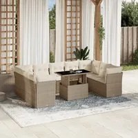 Set Divano da Giardino 10 pz con Cuscini Beige in Polyrattan 3266818