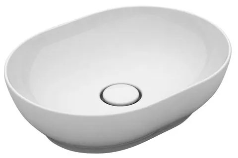 Lavabo da appoggio ovale in ceramica L 50 x H 14 x P 20 cm bianco lucido