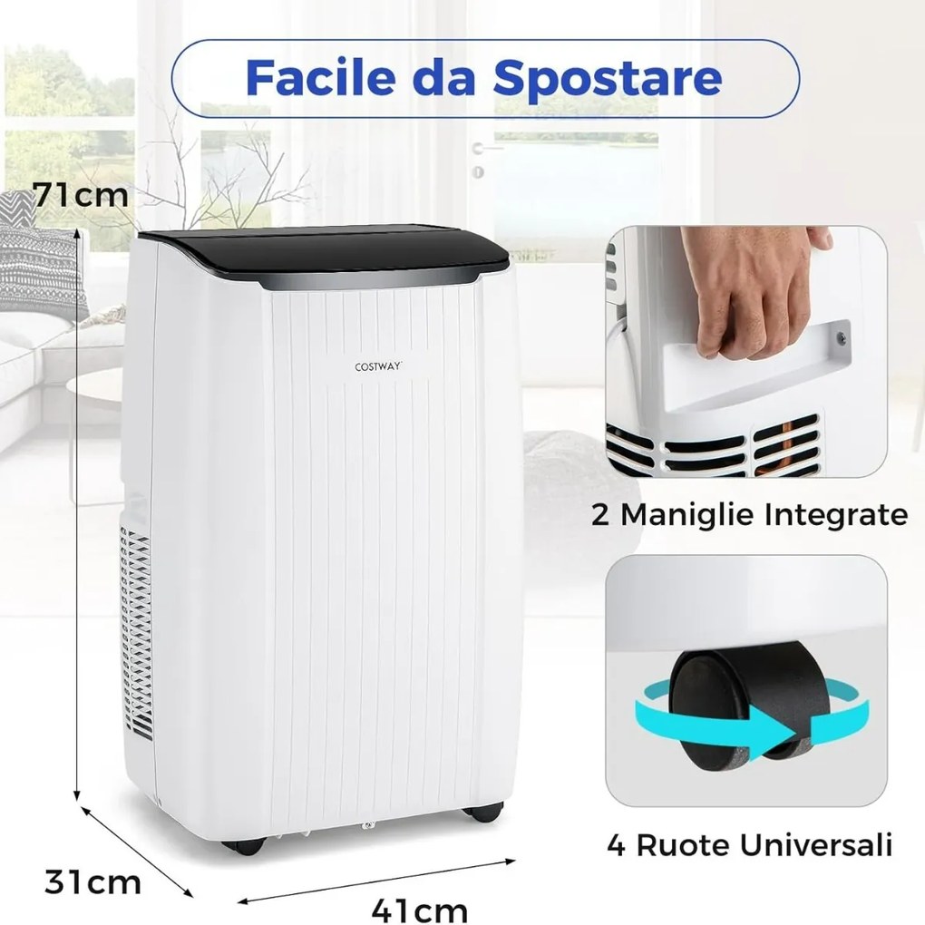 Costway Condizionatore d'aria portatile da 12000 BTU intelligente 4-in-1 con WiFi, Unità AC domestica per stanze fino a 42㎡ Bianco