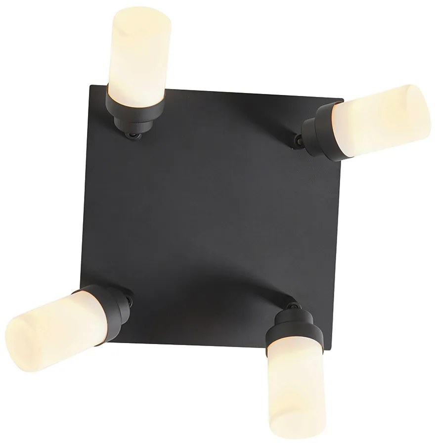 Faretto da bagno moderno nero 4 luci IP44 - Japie