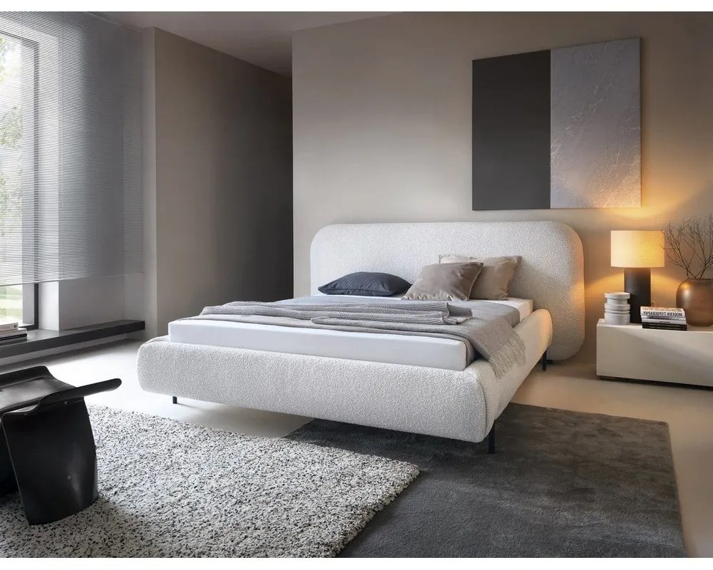 Letto matrimoniale imbottito beige con contenitore e rete inclusi 140x200 cm Pointt – ELTAP