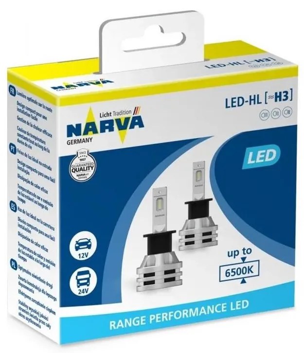 SET 2x LED Lampadine auto H3 PK22s/19W/12V 6500K - Narva 18058RPNVAX2
