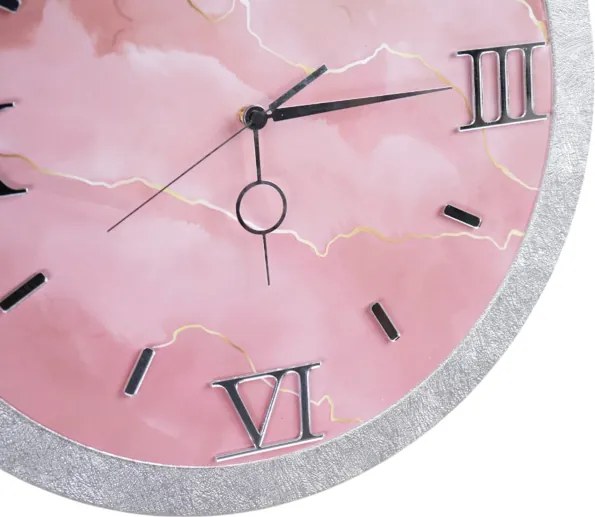 Orologio da parete D 57 cm - Moderno con Effetto Marmo Rosa