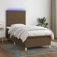 Letto a Molle Materasso e LED Marrone Scuro 100x200 cm Tessutocod mxl 75007