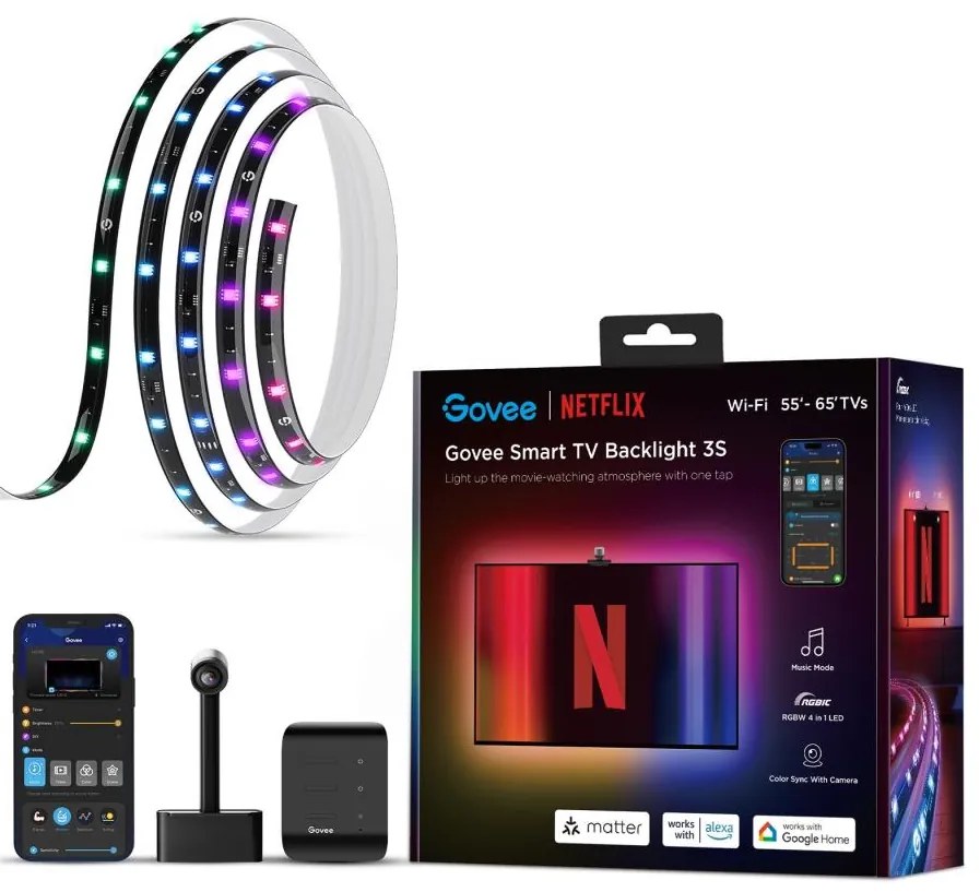 Govee - Backlight 3S Netflix TV 55-65" SMART LED retroilluminazione RGBICW Wi-Fi + +TC