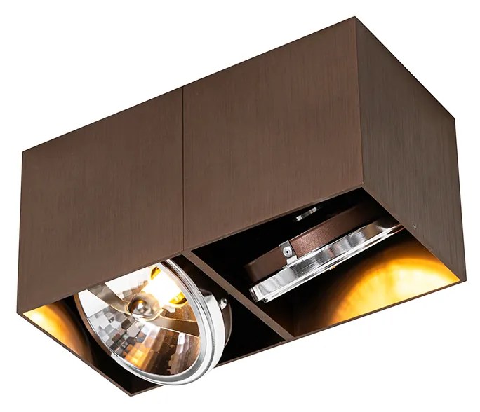 Faretto di design rettangolare bronzo scuro 2 luci inclinabile e girevole - Box