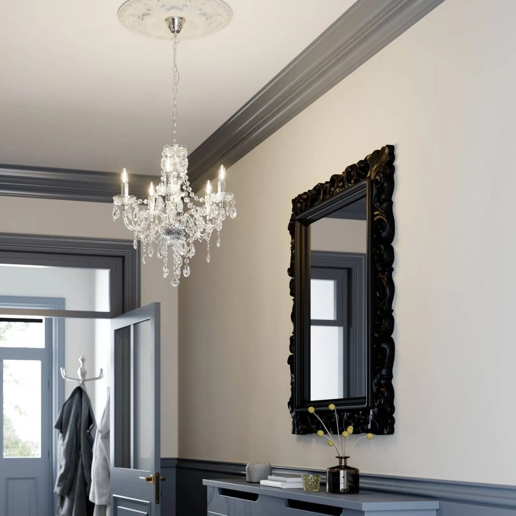 Lampadario a soffitto Merida Lindby, dimmerabile, Chiaro / Trasparente, Soggiorno / Sala da pranzo, Antico, Lampadario