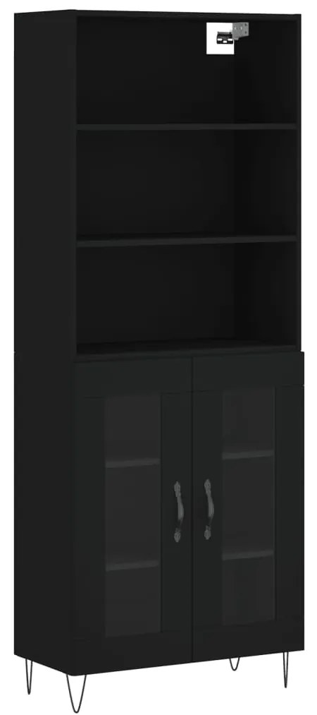 Credenza nera 69,5x34x180 cm in legno multistrato