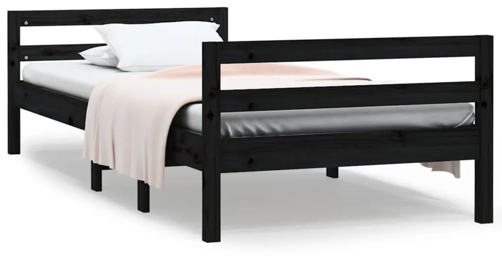 Giroletto nero 90x200 cm in legno massello di pino