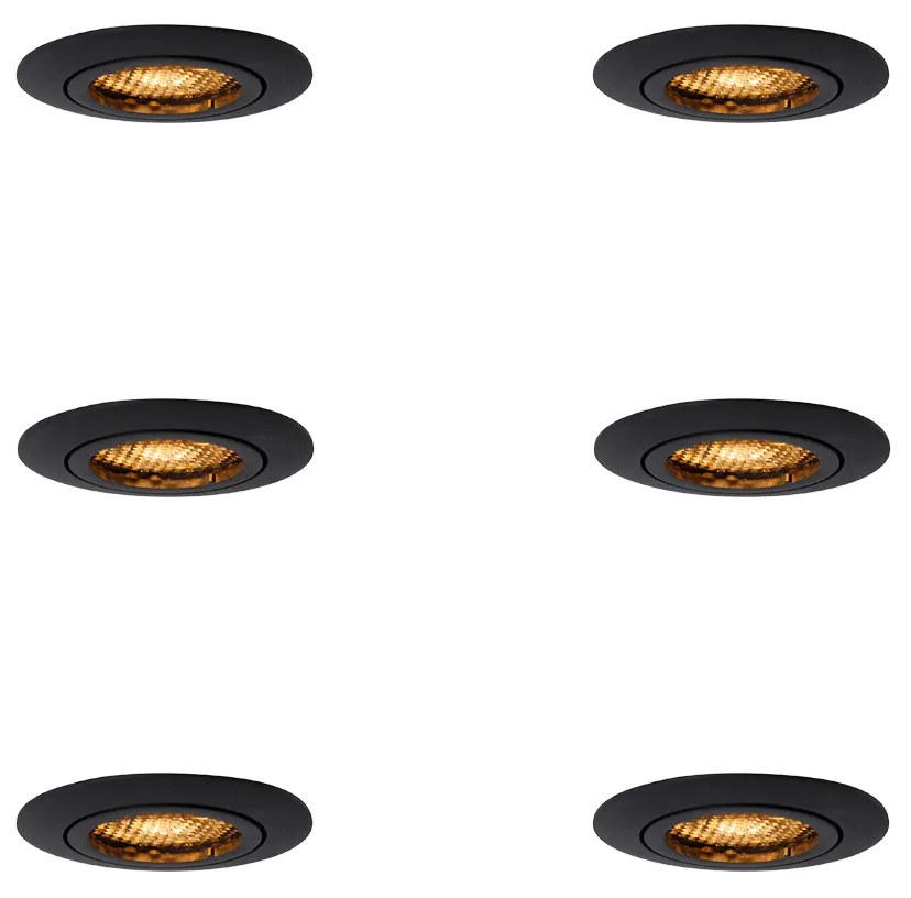 Set di 6 faretti da incasso neri regolabili - Ude Honey
