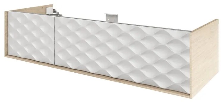 Mobile da bagno sospeso sotto lavabo L 135 x H 32 x P 48 cm bianco e rovere laccato lucido, 2 cassetti SENSEA Neo Frame